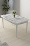 Hanah Home Mesa de Comedor Mármol Blanco y Blanco